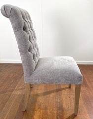 Calais Dining Chair Oak & Soft Grey Button