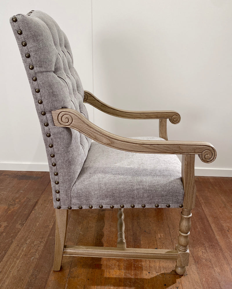 Marseille Dining Chair French Provincial Oak and Soft Grey
