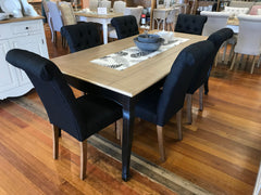 7 Piece Dining Table Setting Black French Provincial 2x1m