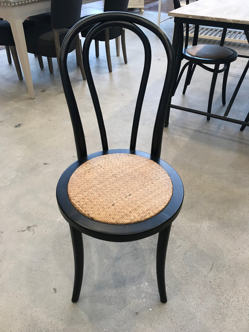 Dining Chair Black Bentwood with Padded Top