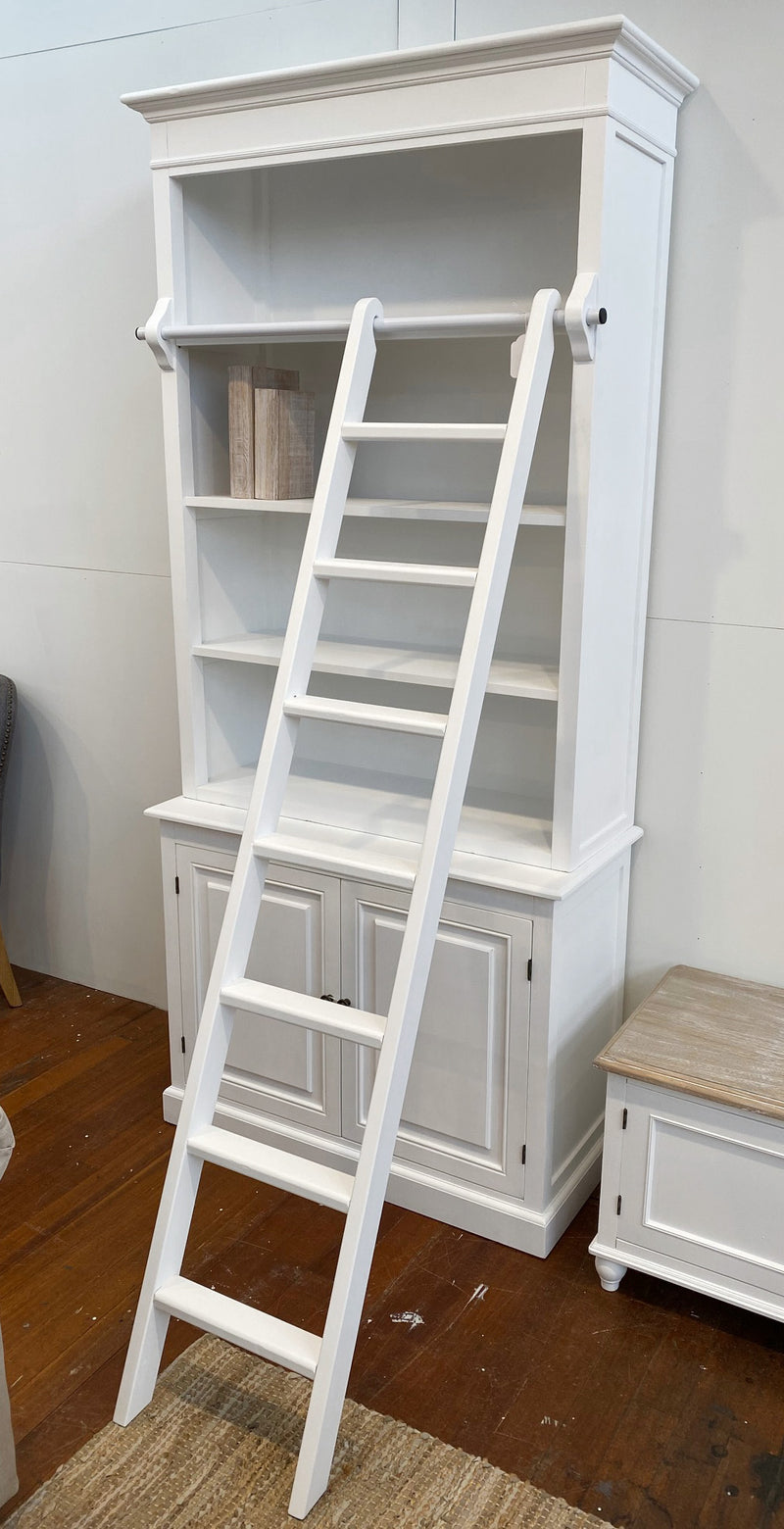 Library Display Unit with Ladder White 200cms