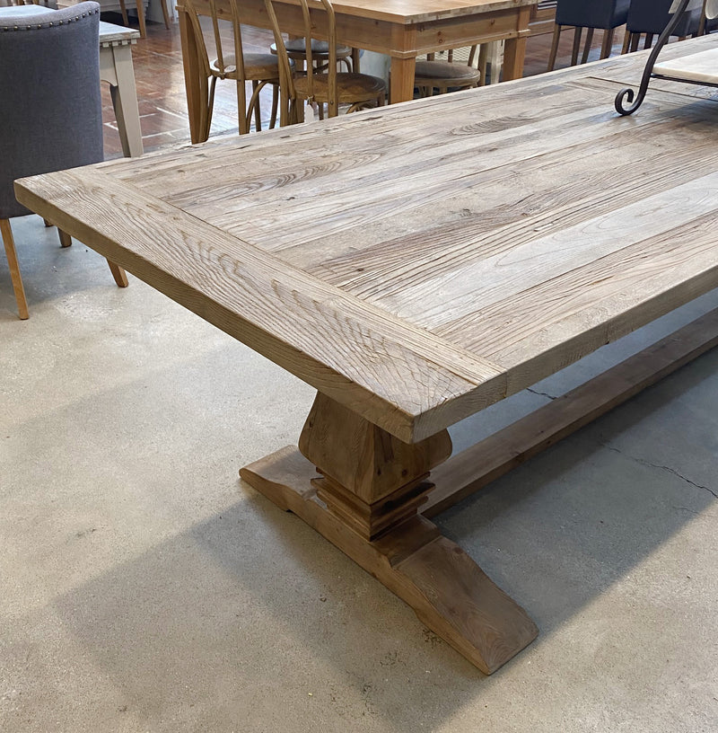 Recycled Elm Pedestal Table 200x100cm - floor stock