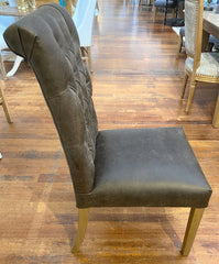 Calais Dining Chair Italian Leather Top Grain Grey Oak