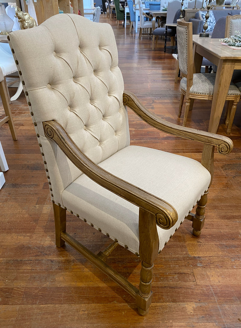Marseille Dining Chair French Provincial Oak and Linen