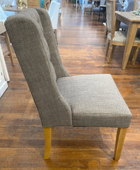Charente Dining Chair Tufted Wing Hardwood Hamptons Grey