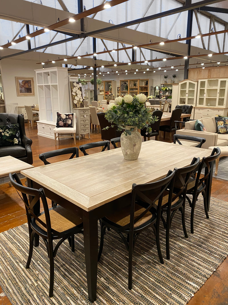 Piece Chandon Dining Setting Black 200x100cm Floor stock