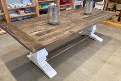 Recycled Elm Pedestal Table 250x100cm - White base