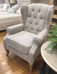 Wingback Chair Soft Grey Oak Chesterfield