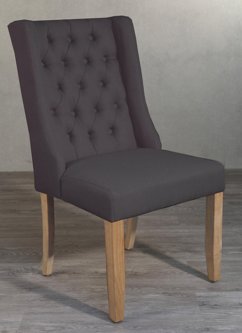 Charente Dining Chair Tufted Wing Hardwood Hamptons Black