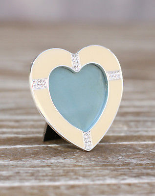 Mini Photo Frame Enamel Diamante Heart Shape Homewares Gift 7cms BRAND NEW