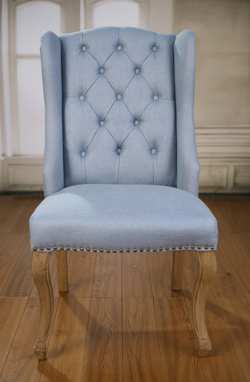 Dijon Dining Chair Blue Linen French Provincial Oak