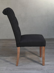 Pre-order: Limoges Dining Chair Black Tufted Roll Back Hardwood