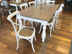 Saintes Oak 7 Piece Dining Table Setting 2x1m Floor stock