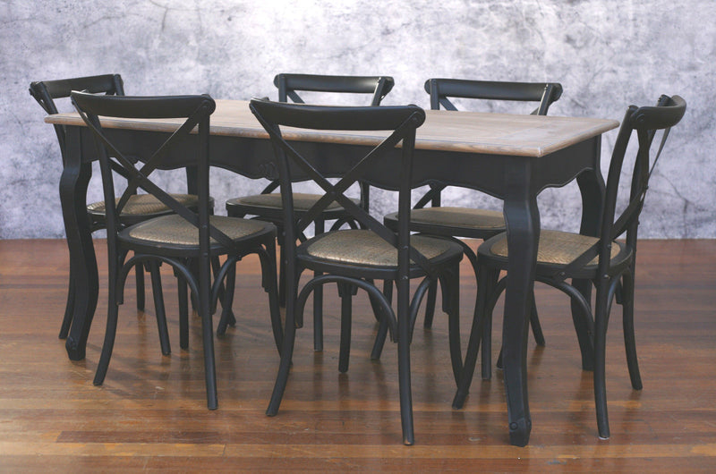 Setting 7 PIECE 160x80 Dining Table Cross Back Chairs Package
