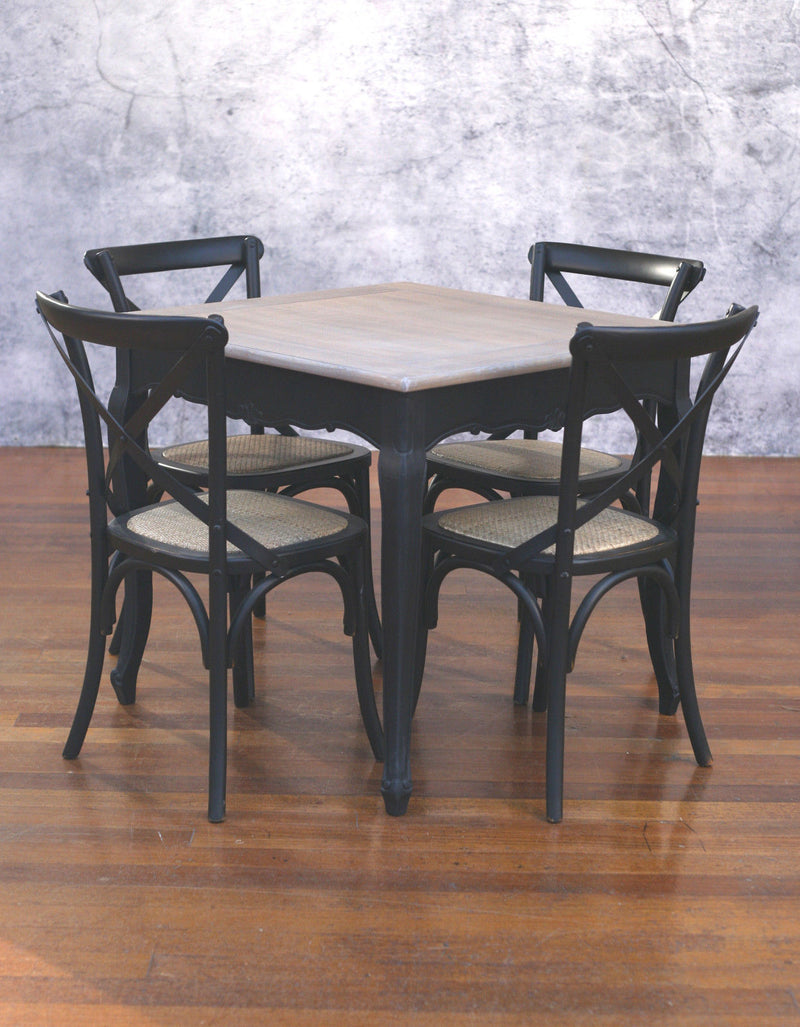 Setting 5 PIECE 90x90 Dining Table Cross Back Chairs Package