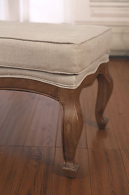 Pre-order: French Provincial Ottoman Oak 100% Linen Stool