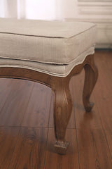 Pre-order: French Provincial Ottoman Oak 100% Linen Stool