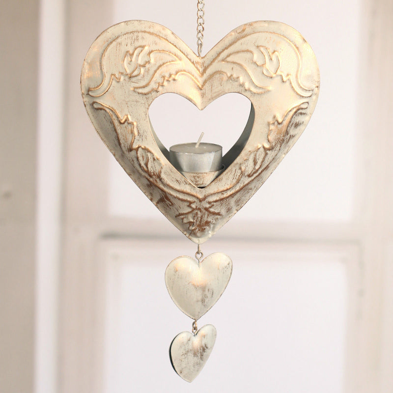 Hanging Tea Light Heart Home Decor Gift Hanger 27cms