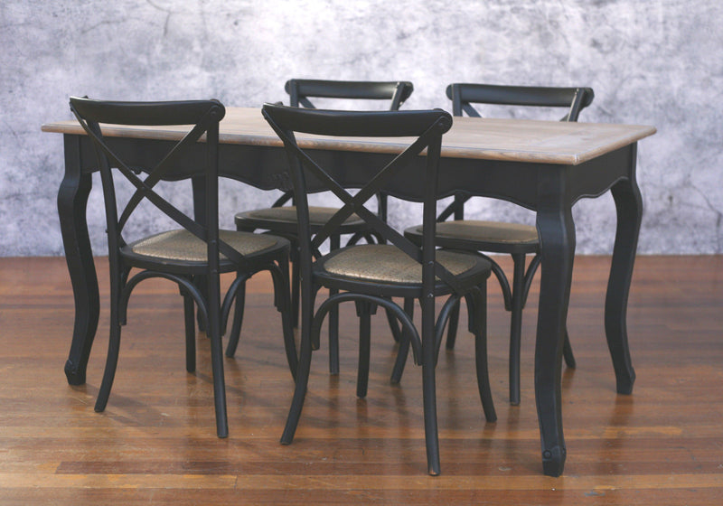 Setting 5 PIECE 160x80 Dining Table Cross Back Chairs Package