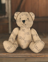 Settler Bears 'Troy' Handmade Boy Teddy Bear Script Linen 20cms