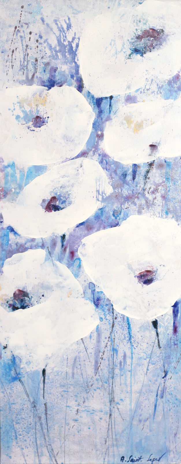 Giclee Canvas Agnes Saint Leger 'Abstract Blues' 100x40cms