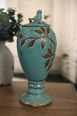 Canister Jar Vase Rustic Ceramic Bird Top 40cms