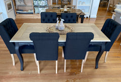Pre-order: Limoges Dining Chair Black Tufted Roll Back Hardwood