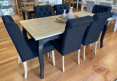 Pre-order: Limoges Dining Chair Black Tufted Roll Back Hardwood