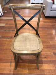 Dining Chair Oak with Metal Strap Cross Back